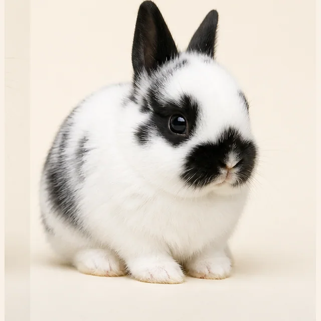 Broken black Netherland Dwarf rabbit kit